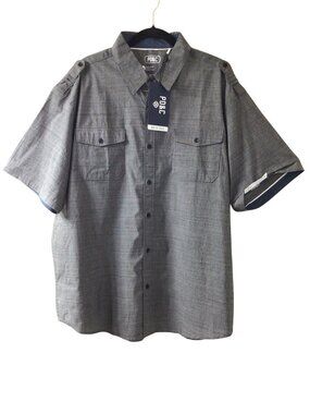 NWT PD&C Shirt Men's 2X Light Black Short Sleeve Button Up Down Big & Tall XXL